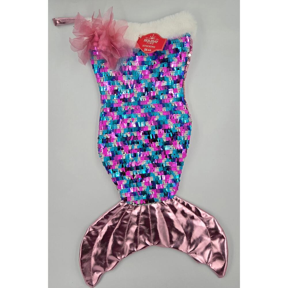 Holiday Time Sequined Mermaid Stocking